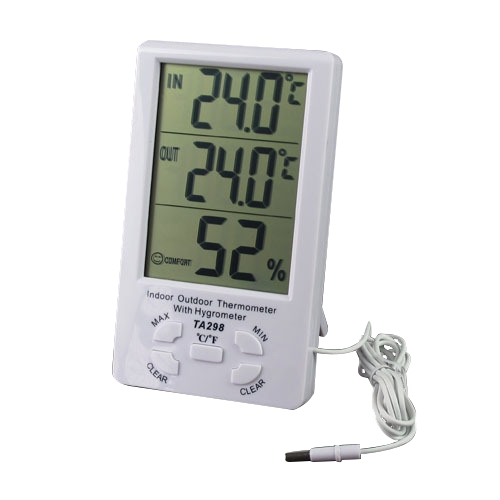 Digital Indoor/Outdoor Thermometer with Hygrometer Clock